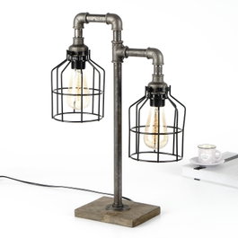 Opviq Lámpara de Mesa Industrial en Hierro Negro